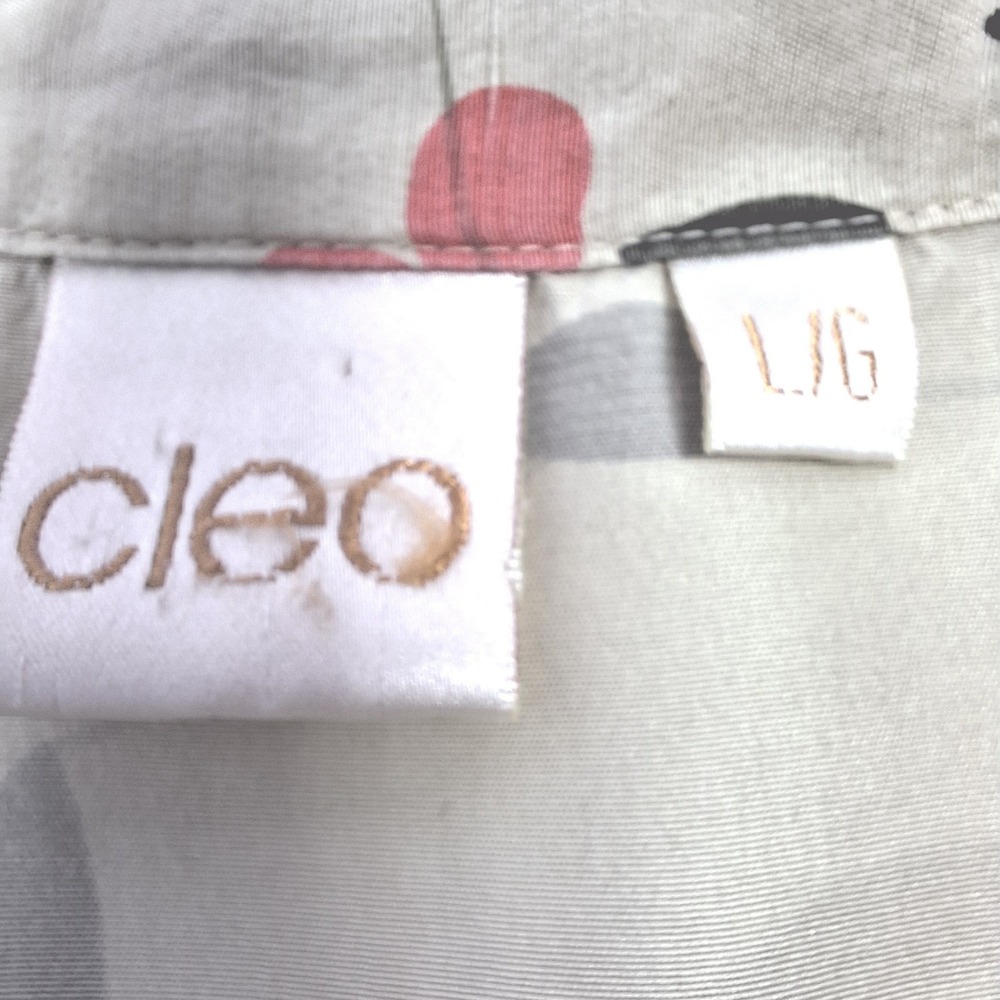 Cleo Blouse Womens Large Tan Floral 100% Silk Sleeveless Button Up Luxury - Picture 3 of 6